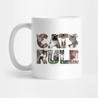 Mixed cat breed oil painting word art Mug